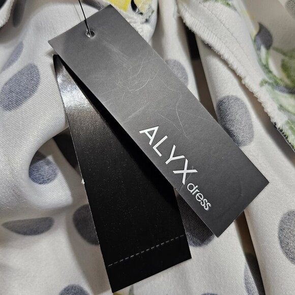 ALYX Polka Dot Floral Sheath Dress Size 10 White Yellow Black Casual Wear - Picture 8 of 12